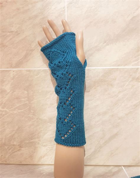 Teal Autumn Gloves Wrist Warmer Wrist Warmers Dog Walker Acrylic