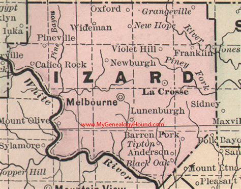Izard County Arkansas 1889 Map
