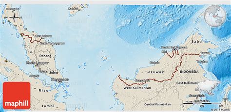 Shaded Relief 3d Map Of Malaysia