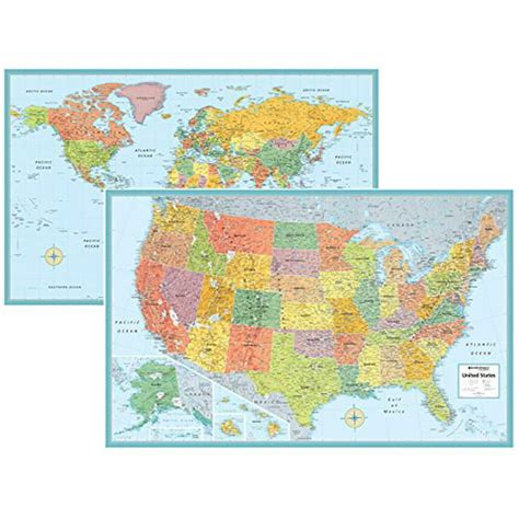 Rand Mcnally Signature United States Usa And World Wall Map Set Folded