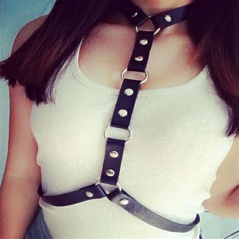 hot new punk gothic handmade faux leather sexy women waist belt straps harness body bondage in