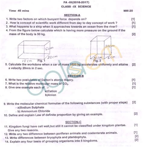 Start studying formative assessment examples. CBSE Class 9 Formative Assessment III Question Paper ...