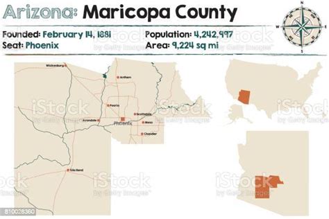 Large And Detailed Map Of Maricopa County In Arizona Stock Illustration