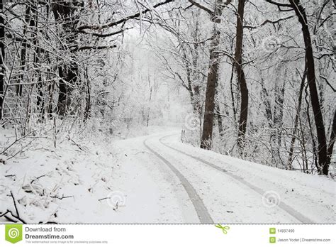 Snow Covered Road Stock Photo Image 14937490
