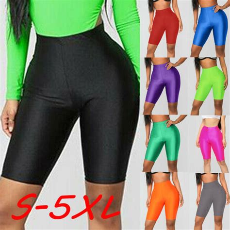 womens pants short biker stretch short spandex workout knee legging bike length ebay