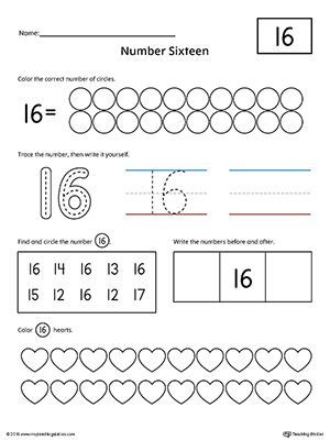 Number 16 Practice Worksheet | Preschool worksheets, Writing numbers