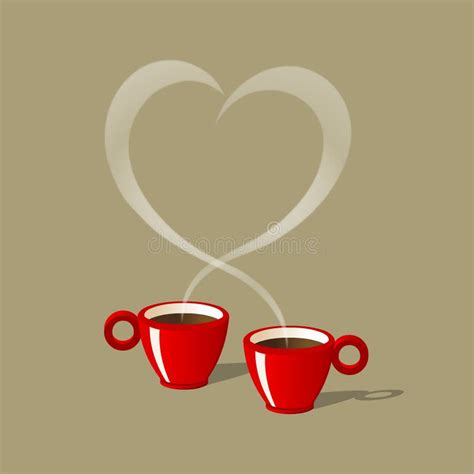 Two Heart Shaped Coffee Cups Stock Illustration Illustration Of