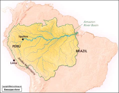 Amazon River Map South America Amazon River Map