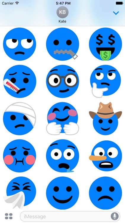 Bluemoji Blue Emoji Faces Stickers By Landon Adolphson