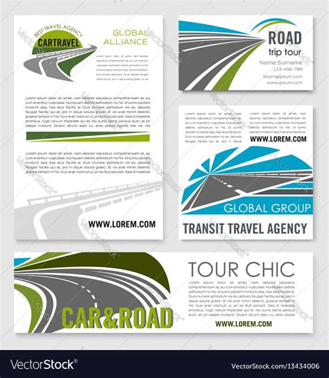 Road Trip And Car Travel Banner Template Set Vector Image