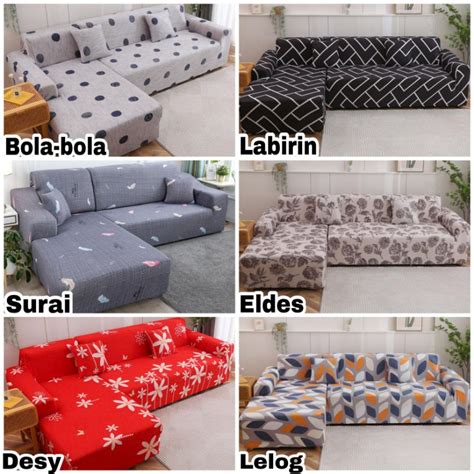 Jual Elastic Sofa Cover L Shape Patternsarung Kain Penutup Sofa Letter