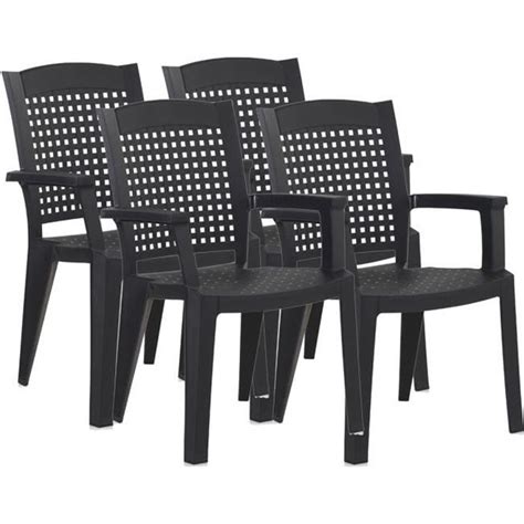 Lot De Chaises De Jardin Empilables En R Sine Coloris Gris Longueur X Profondeur X