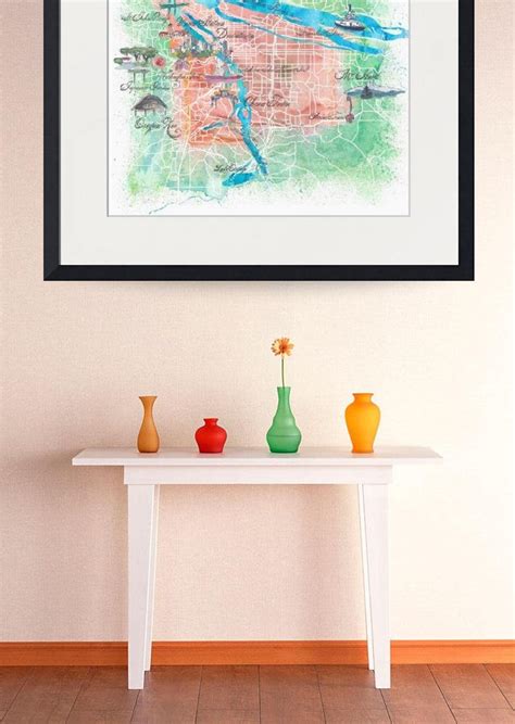 Portland Oregon Illustrated Map With Main Roads Landmarks And Etsy