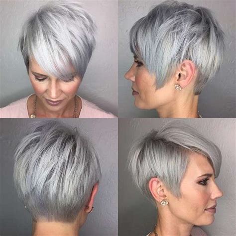 Modern short grey hairstyles for women 2020source. Short Hairstyle Grey Hair - 5 | Short silver hair, Silver ...