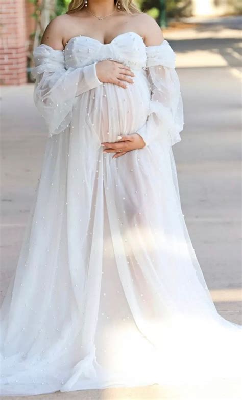 Maternity Dress For Photoshootpearl Tulle Maternity Wedding Etsy