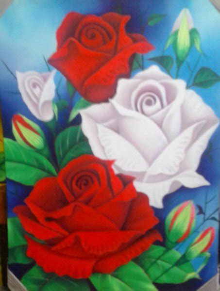 Jual Lukisan Bunga Mawar Rose Flower Painting 80x60 Kanvas Saja Style