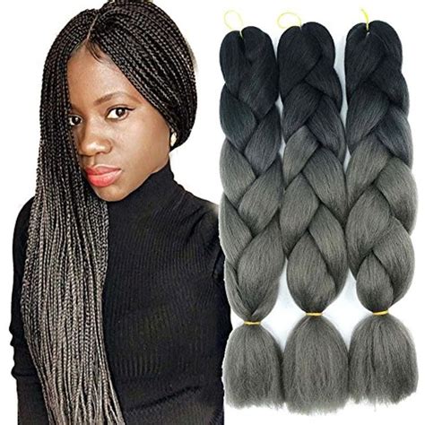 3packs Synthetic Braiding Hair Ombre Jumbo Braids Yaki Straight Box Braids High Heat Resistant