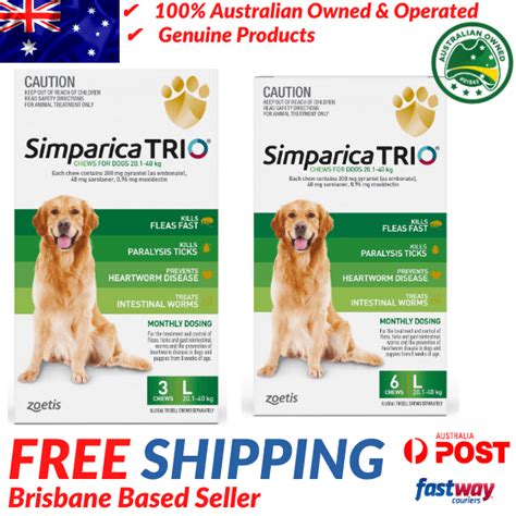 Free Shipping Simparica Trio Chews For Large Dogs 201 40kg Green Ebay