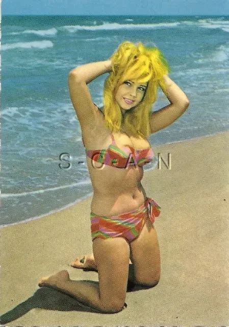 ORIGINAL 1950S 60S FRENCH Pinup PC Semi Nude Blond Woman Bikini On