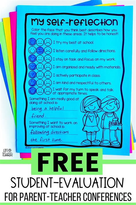 Student Self Reflection Freebie For Conferences Parents As Teachers