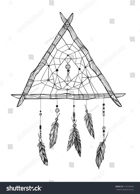 Hand Drawn Vector Illustration Dreamcatcher Tribal Stock Vector Royalty Free