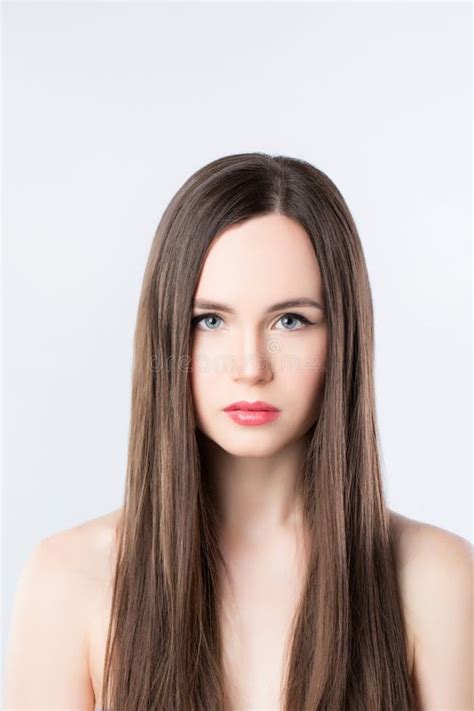 Brunette With Long Straight Hair Stock Image Image Of Isolated Female 53494367