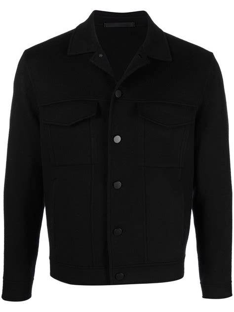 Theory Wool Button Down Jacket Black Editorialist