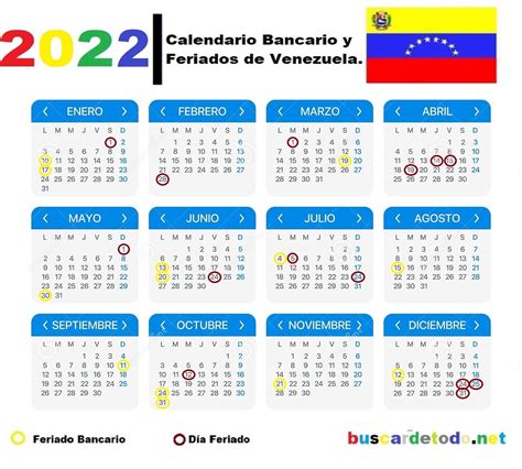 Calendario Bancario Y Feriados De Venezuela 2022 Calendarios Con