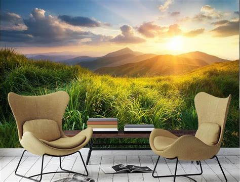 3d Stereoscopic Wallpaper Custom Sunny Green Forest Tv Background Mural