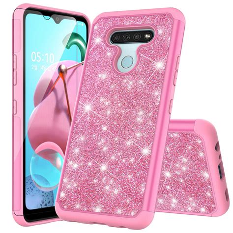 For Lg K51 Q51 Lg Reflect Glitter Phone Case Dual Layer Full Body
