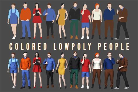 3d Model Colored Lowpoly People Vr Ar Low Poly Cgtrader