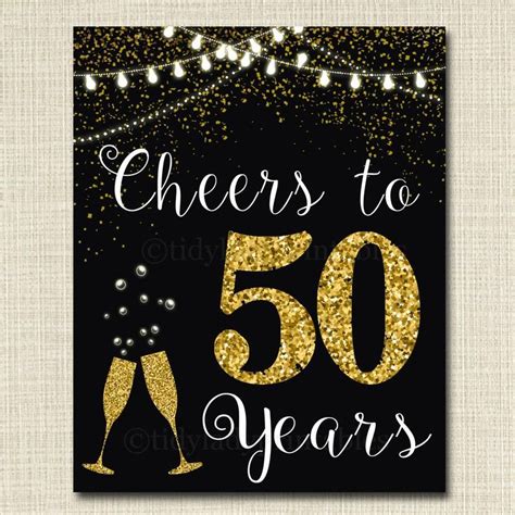Cheers To Fifty Years Cheers To 50 Years 50th Wedding Sign 50th