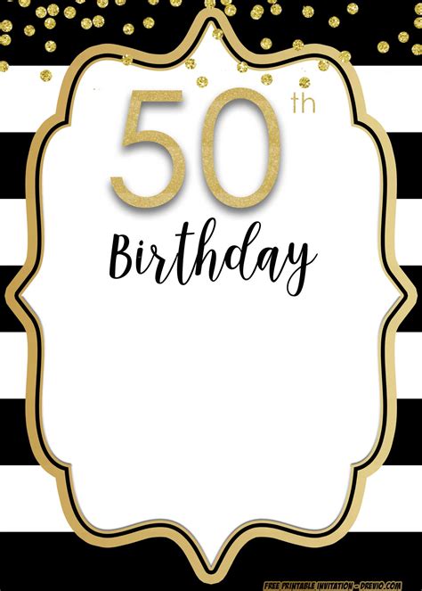 50th Birthday Card Templates Free Download Printable Templates