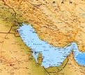Large detailed map of Persian Gulf with cities and towns