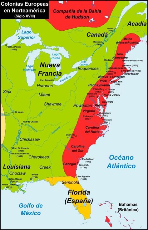Colonias en Norteamérica S XVIII en 2023 Mapa historico Historia