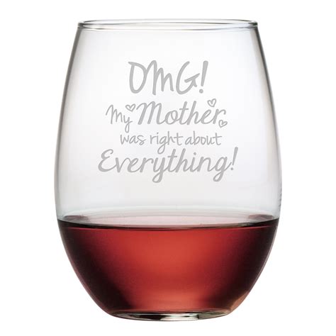 omg my mother stemless wine glasses set of 4
