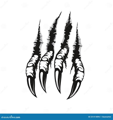 Dragon Claw Marks And Scratches Scary Monster Paw Stock Vector