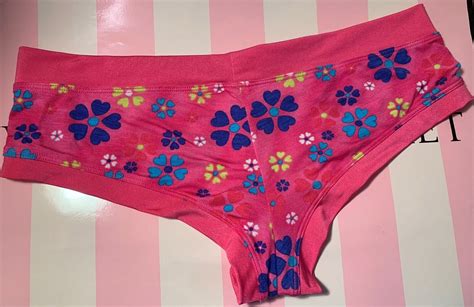 Nwt Victoria S Secret S Pink Blue Retro Floral Heart Rare Vintage Cheeky Panties Ebay