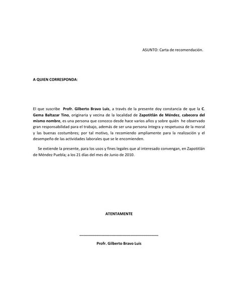 Modelo Carta De Recomendacion Laboral Chile Actualizado Octubre