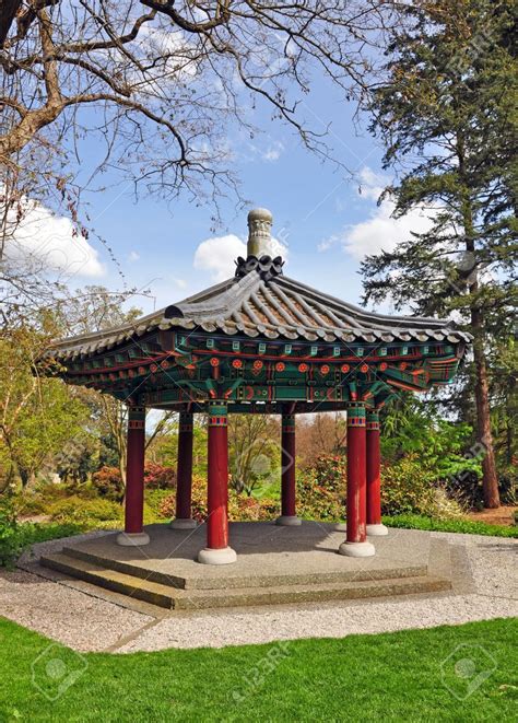 Colorful Asian Gazebo In Garden Stock Photo Picture And Royalty