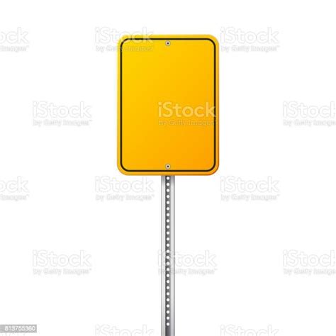 Road Yellow Traffic Sign Blank Board With Place For Textmockup Isolated