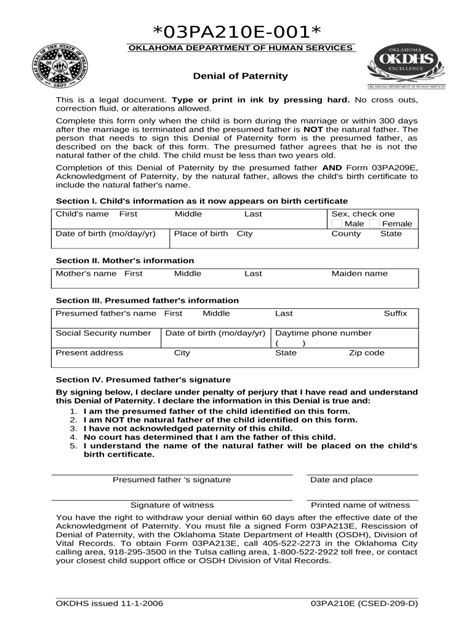 Ok Paternity Application Form Fill Out And Sign Printable Pdf