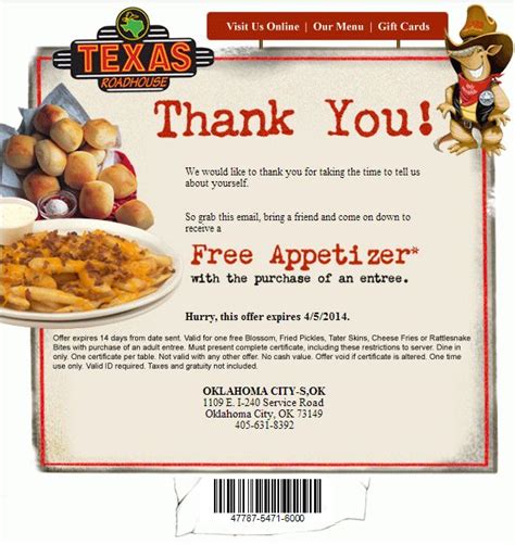 Texas Roadhouse Coupons Free Appetizer Printable Web Texas Roadhouse