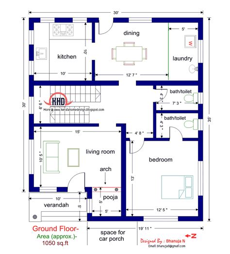 floor plan  elevation   sqfeet villa house design plans