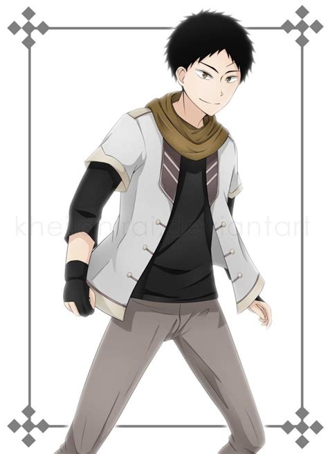 An Anime Character With Black Hair And Brown Pants