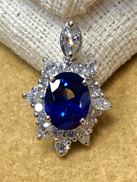 Certified Blue Sapphire And Diamond Pendant Lihiniya Gems