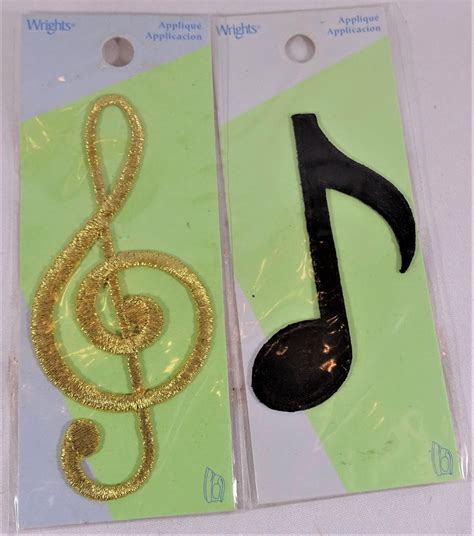 Wrights Iron On Applique Musical Notes Craft Lot 2 Sealed Etsy