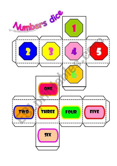 Number Dice Esl Worksheet By Sinae Hong