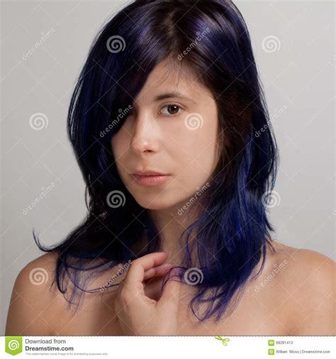 Woman With Blue Colored Hair Stock Image Image Of Hair Girl 68281413