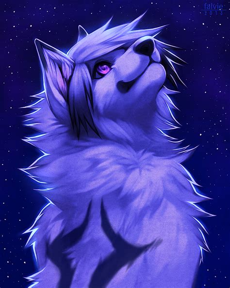 Celestial Gaze By Falvie On Da Cute Animal Drawings Anime Wolf